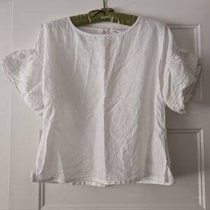 Gap Cotton Linen White Blouse Size Small